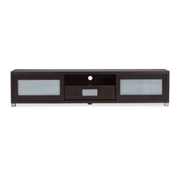 Baxton Studio Gerhardine Dark Brown Wood 70-inch TV Cabinet with 2 Sliding Doors and Drawer